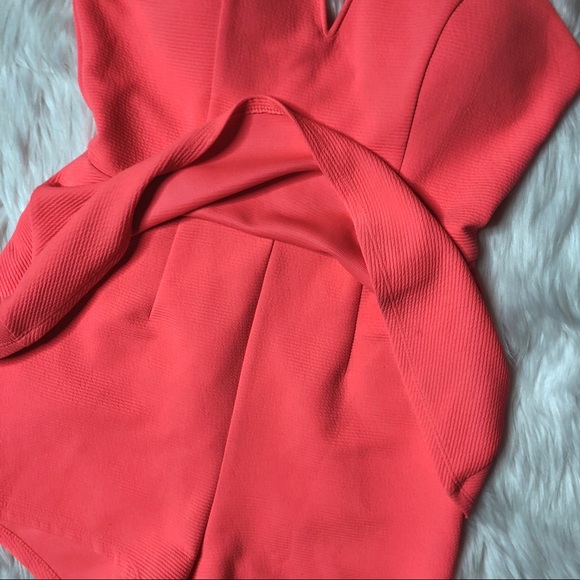 SOLD❗️MATERIAL GIRL Padded Neon Pink Peplum Romper - Picture 5 of 8